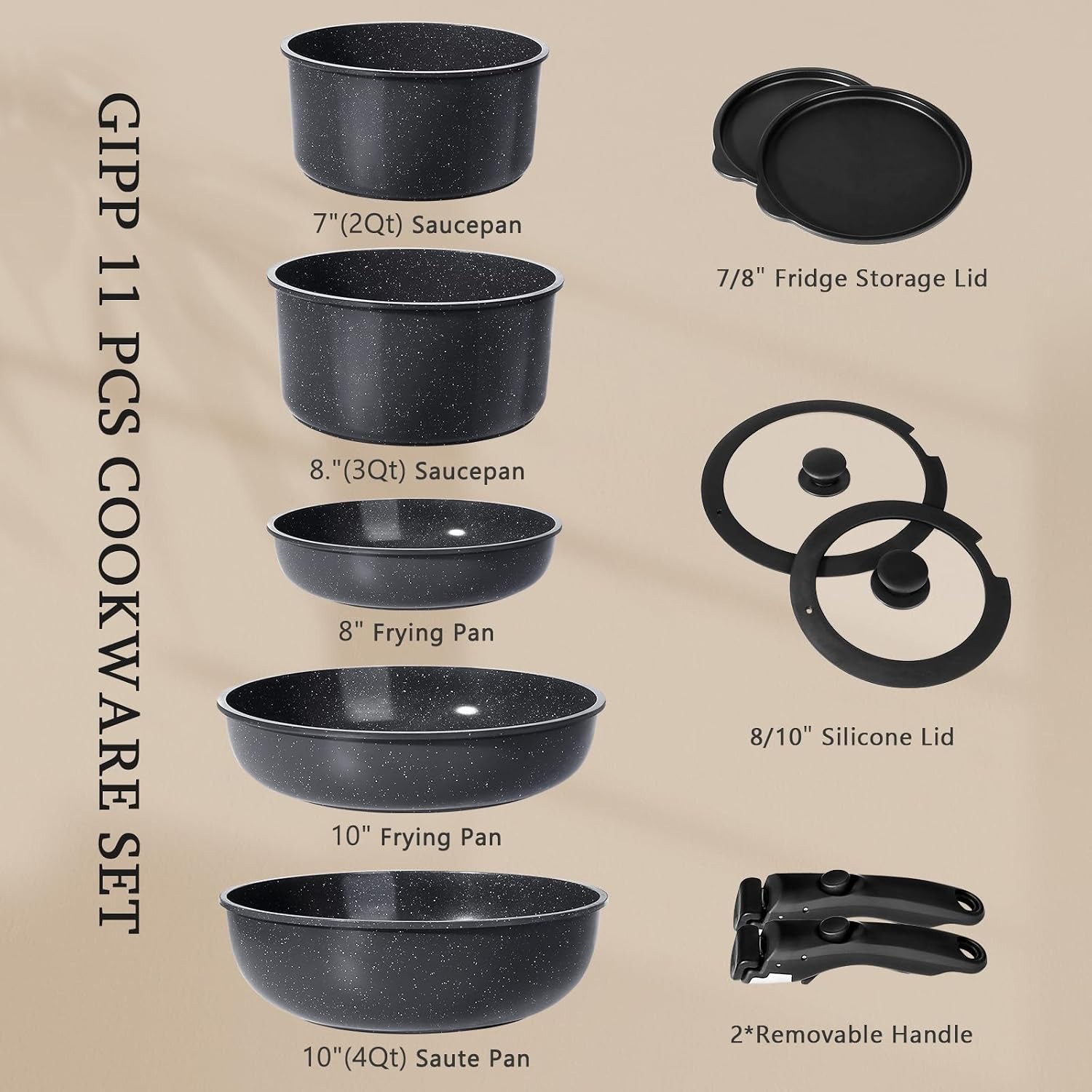 Non Toxic Ceramic Cookware Set 11 Pieces Induction Safe Dark Gray Pots and Pans