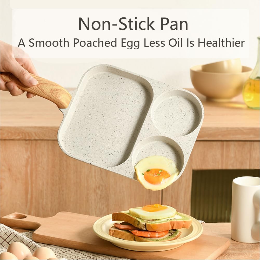 Omelette Pan 3 Section Nonstick Egg Frying Pan Induction