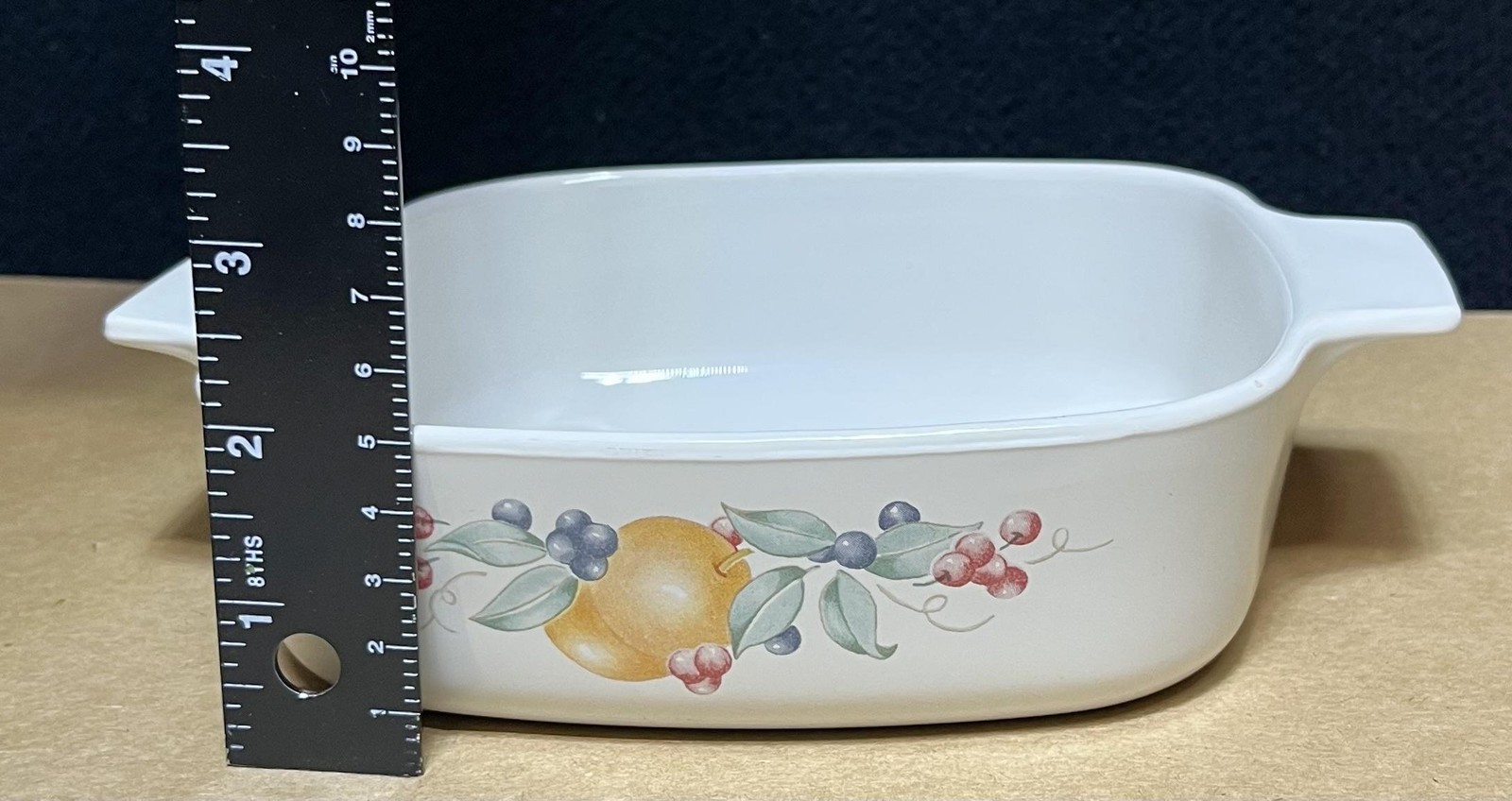 Corning Ware A-1-B Casserole Dish 1 Liter Abundance Fruit Pattern Square Baking