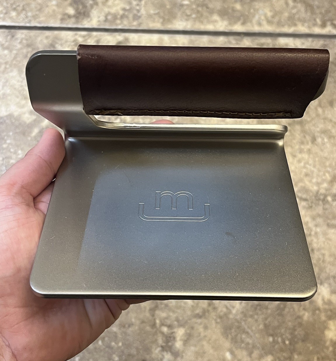 Made In Cookware – Stainless Steel Grill Press Removable Leather Handle Made-In