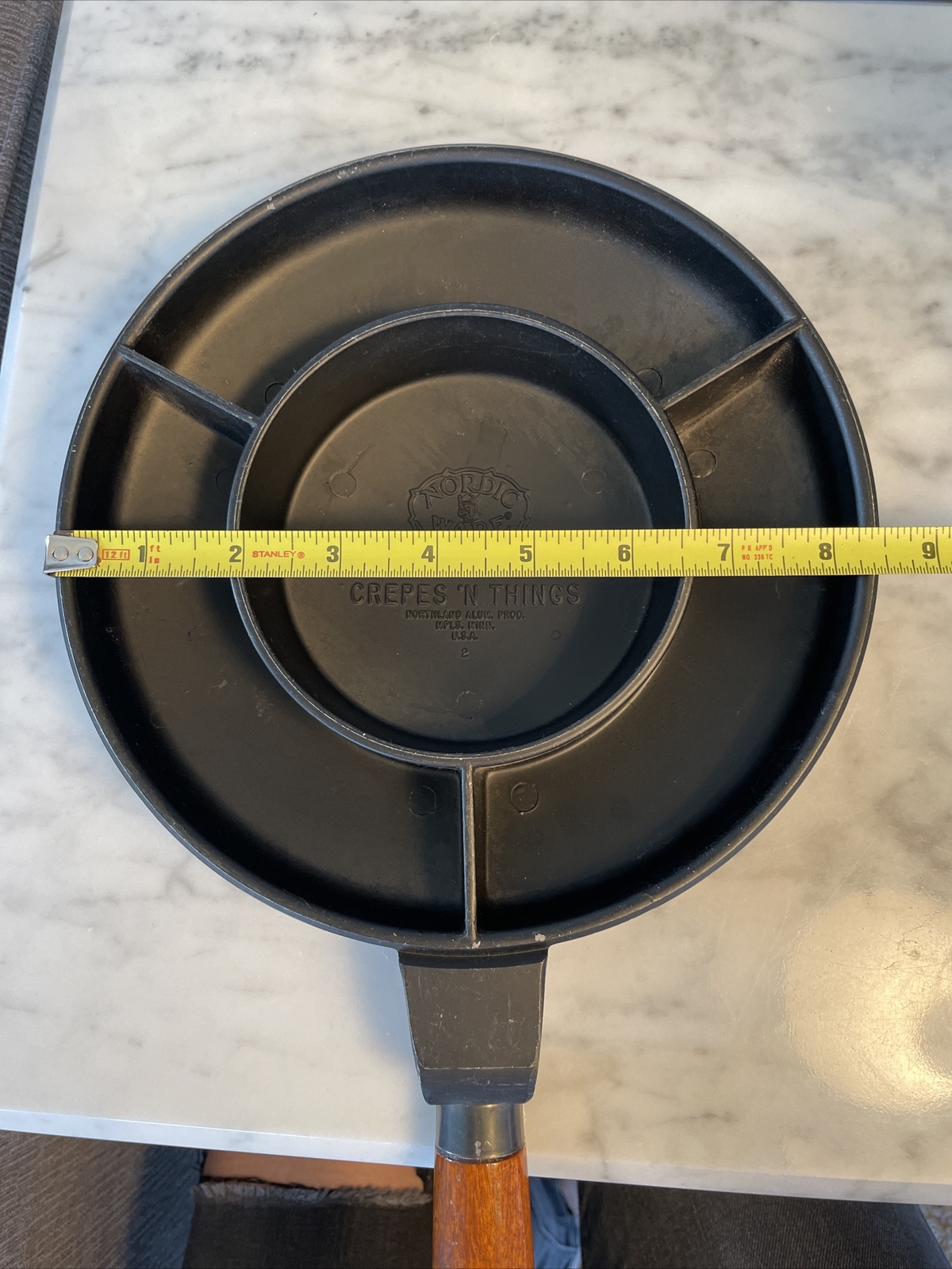 Vintage NORDIC WARE Crepes ‘N Things Crepe Pan Wooden Handle Black Cast Aluminum