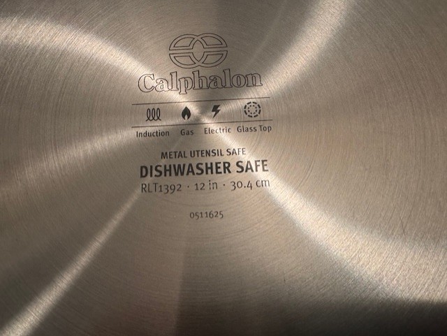 NEW Calphalon® “PREMIER” TRI-PLY STAINLESS STEEL 12″ FRY PAN W/LID + HELPERS HDL