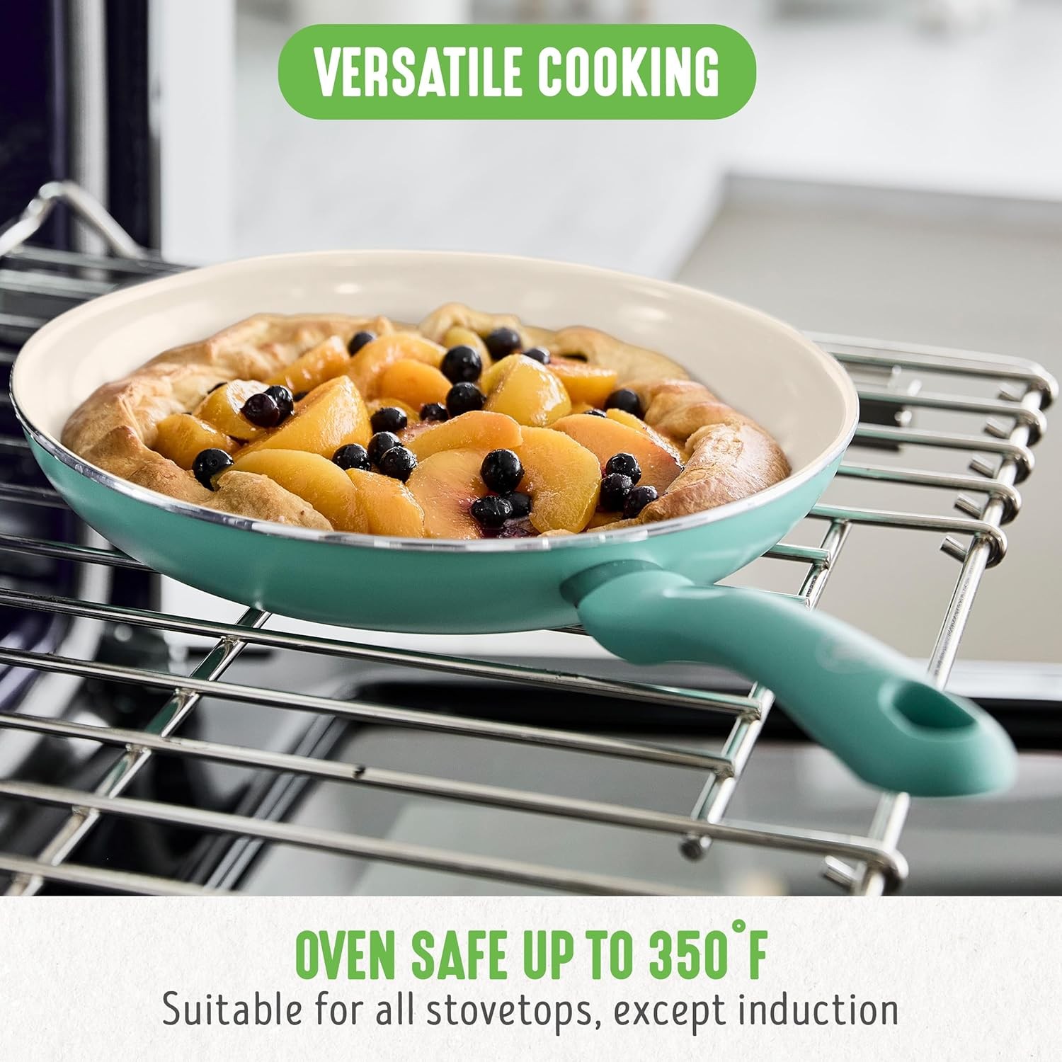 Soft Grip 8” Frypan Skillet & Spatula Breakfast Cookware Set PFAS-Free Ceramic