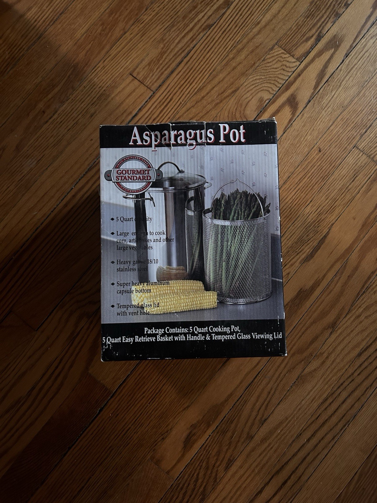 NEW IN BOX GOURMET STANDARD Stainless Steel 18/10 Asparagus Pot with Insert