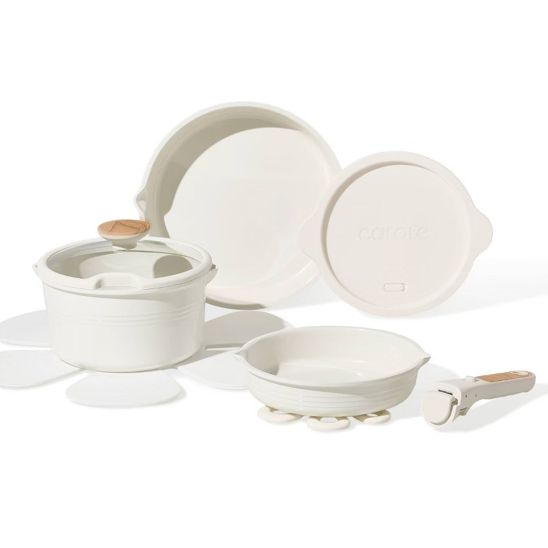 Carote Ceramic Nonstick Cookware Set with Detachable Handle