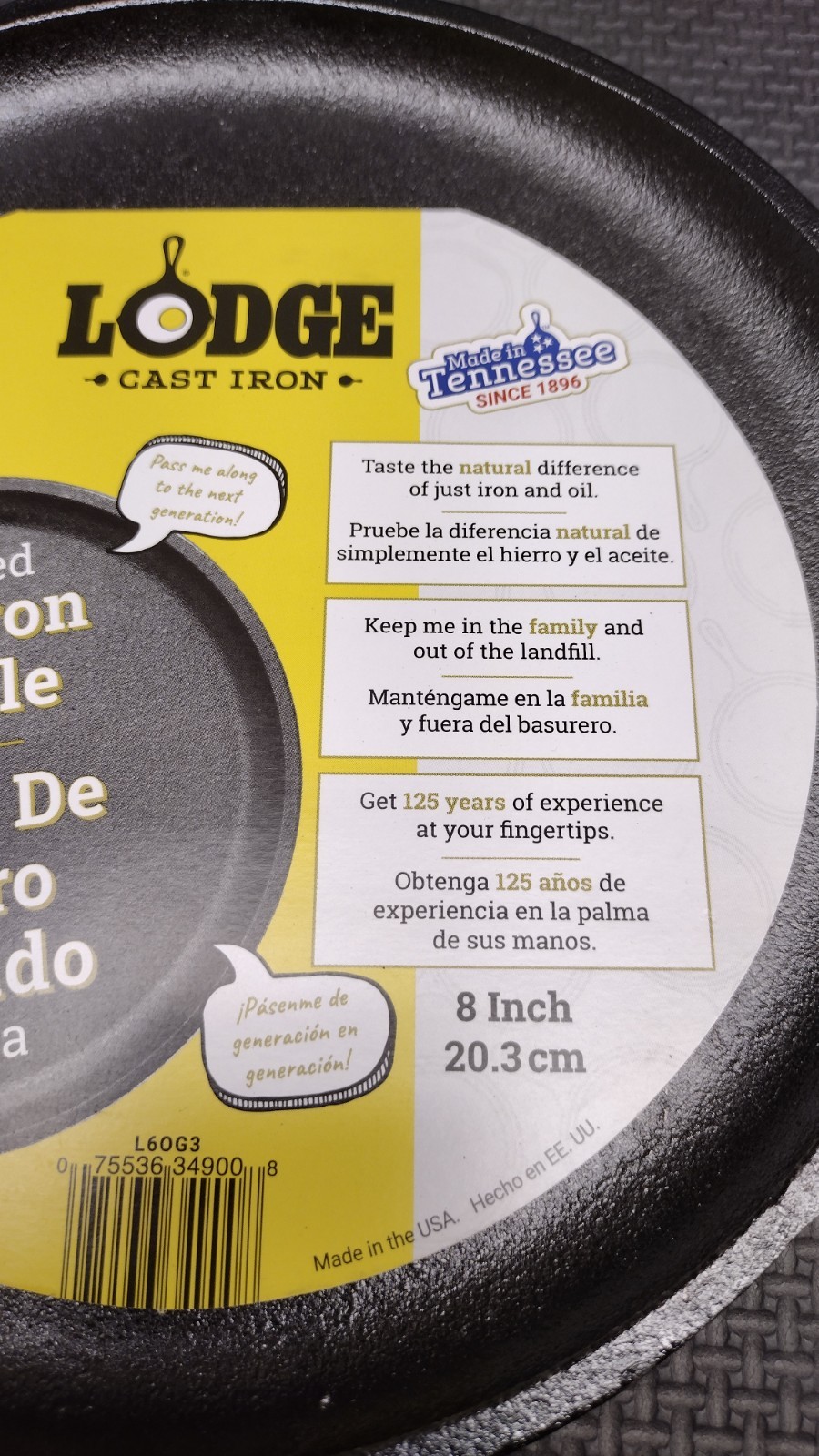 Lodge Pre-seasoned 8 Inch Cast Iron Skillet Model L6OG3 NEW FREE SHIPPING