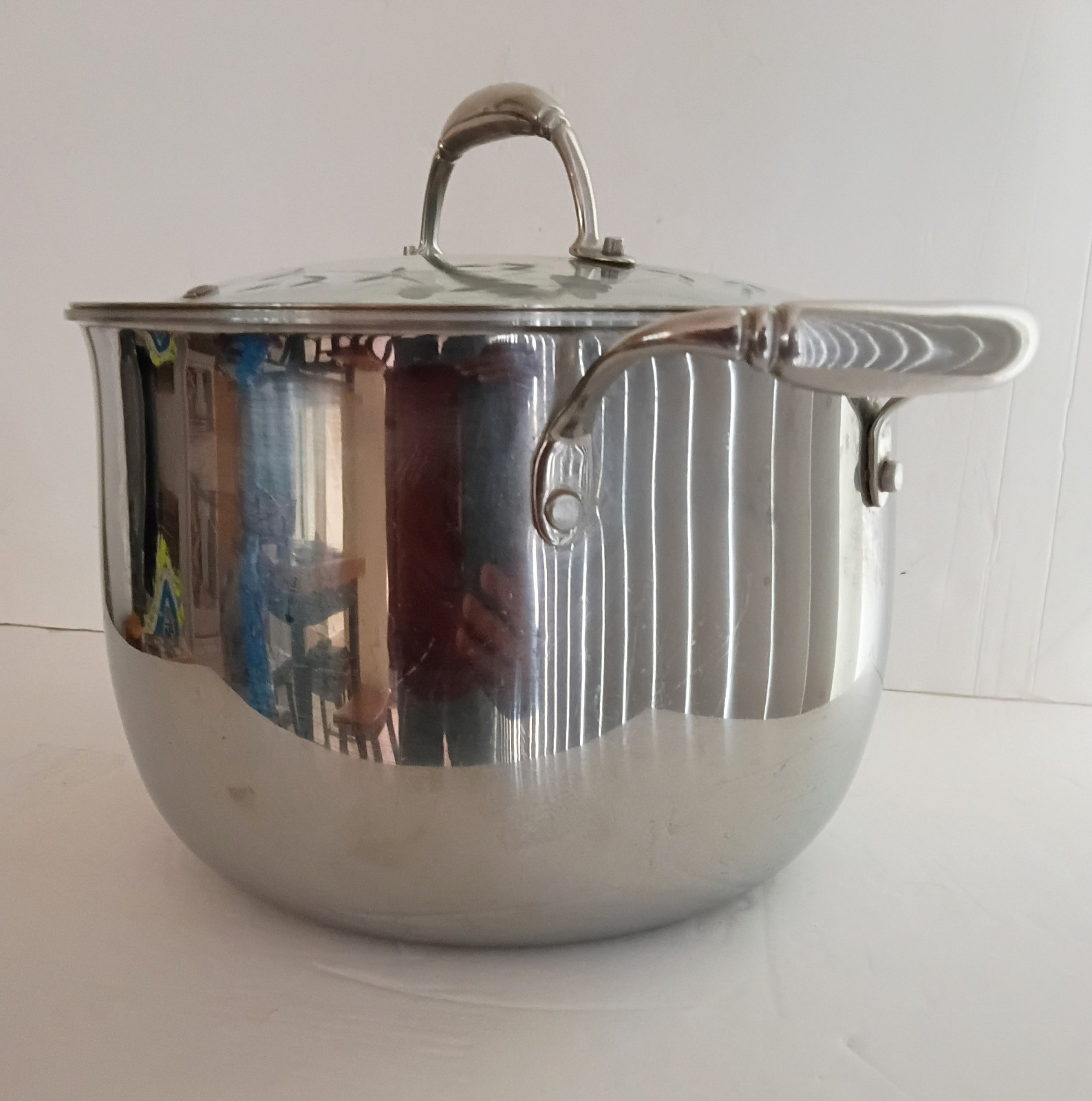 Princess House Heritage Tri-Ply Stainless Steel 8 qt Bell Shape Stockpot W/Lid.