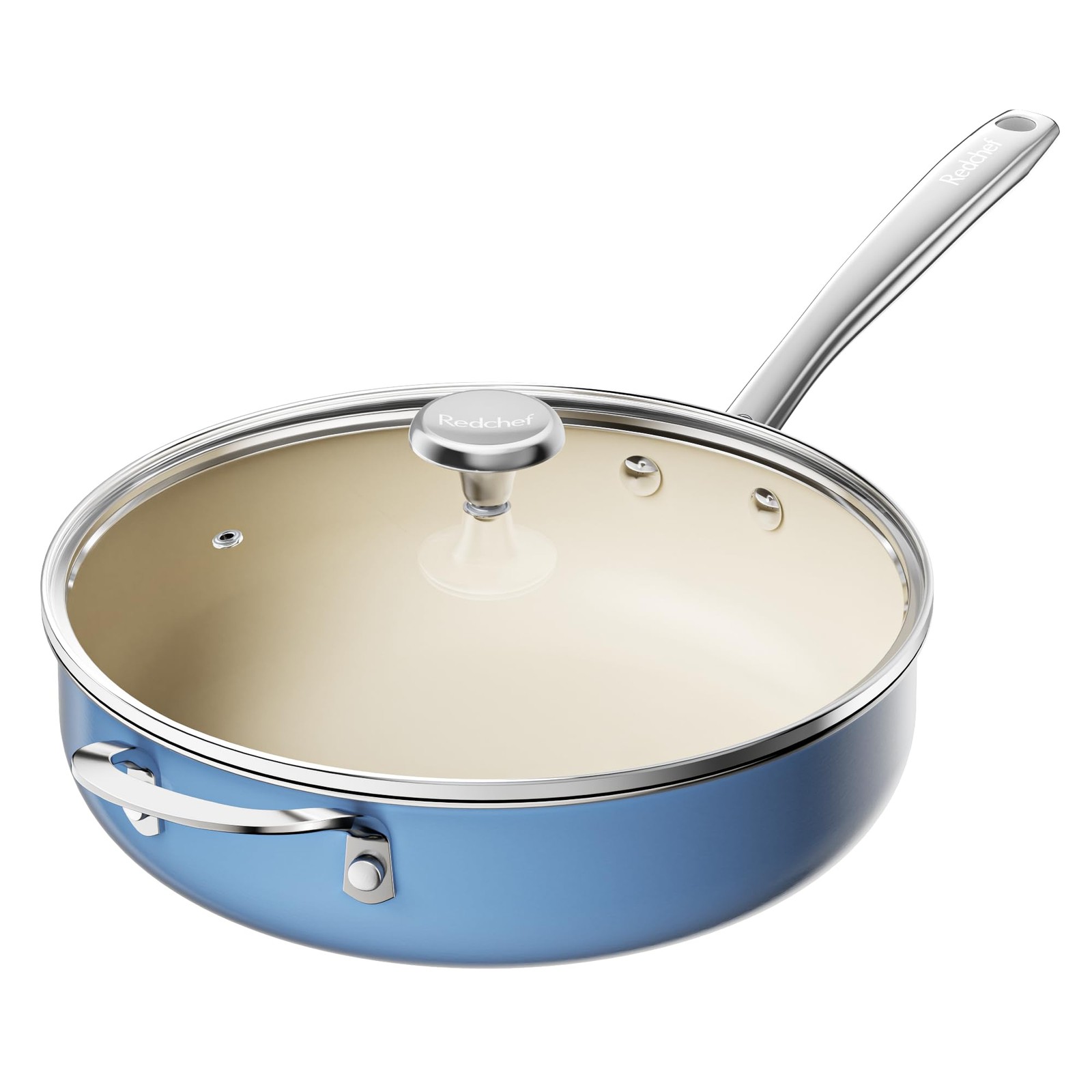 Redchef Ceramic Saute Pan with Lid, Nonstick Deep Frying Pan, 5QT Jumbo Cooke…