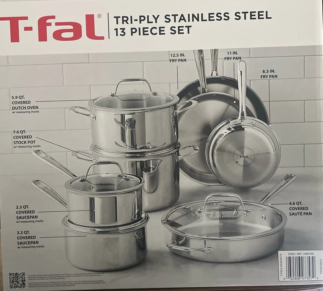 T-fal Pro Tri-Ply SS Cookware Set 13 Pc