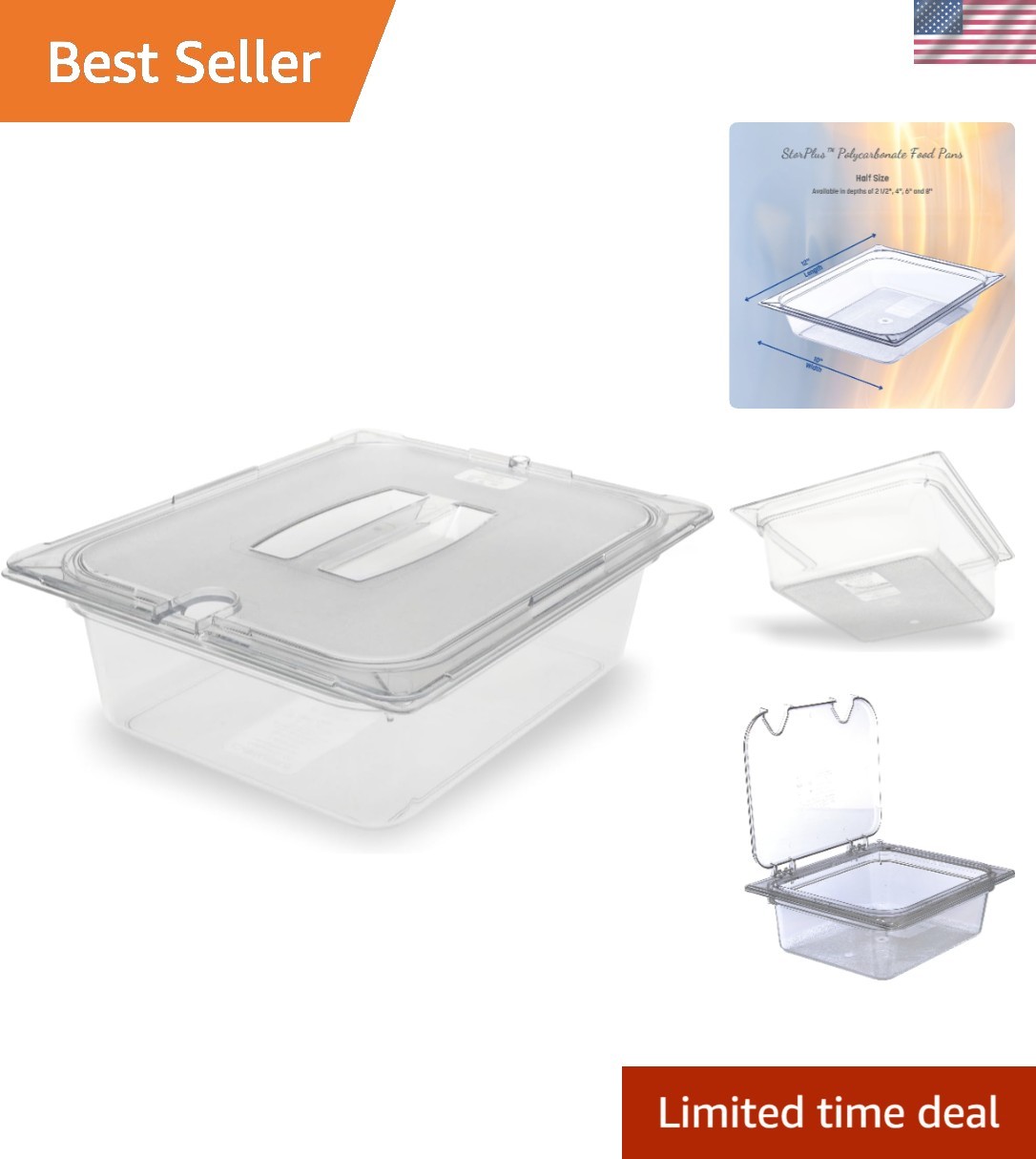 Multi-Purpose ½-Size Food Pan – 4” Deep Polycarbonate for Buffets & Restaurants