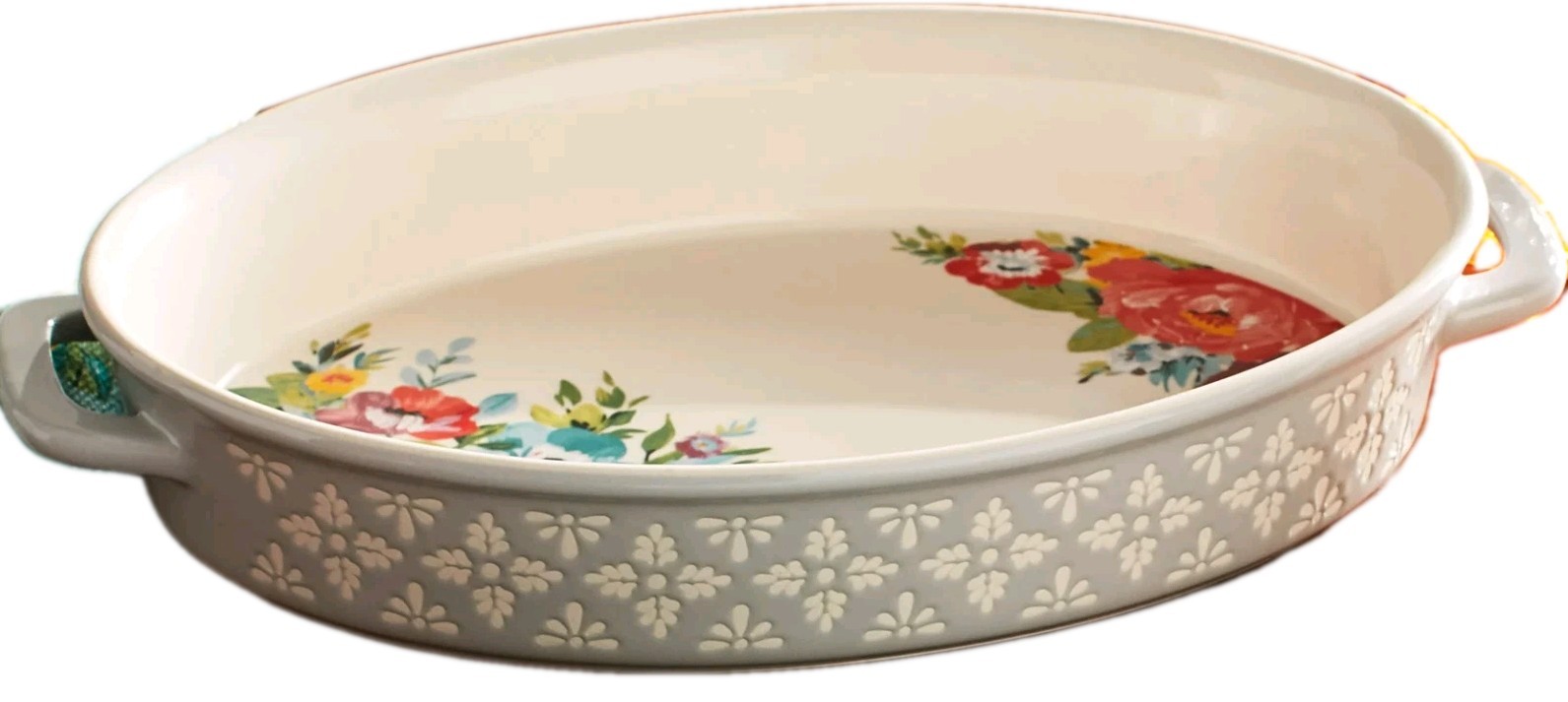 Pioneer Woman ~ SWEET ROMANCE BLOSSOMS ~ 8.75 x 13.25 ~ Oval ~ Stoneware Baker