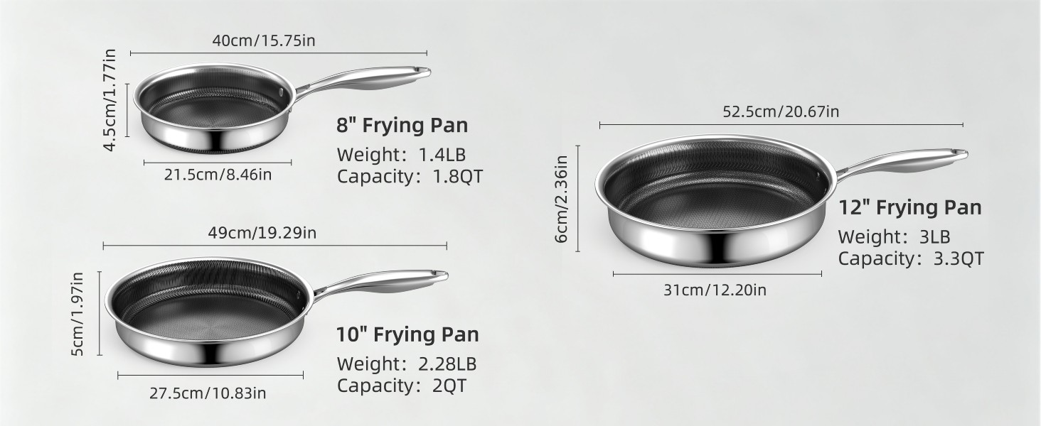 14-Piece Hybrid Stainless Steel Cookware Set, Pots and Pans Set with 3 Silicone