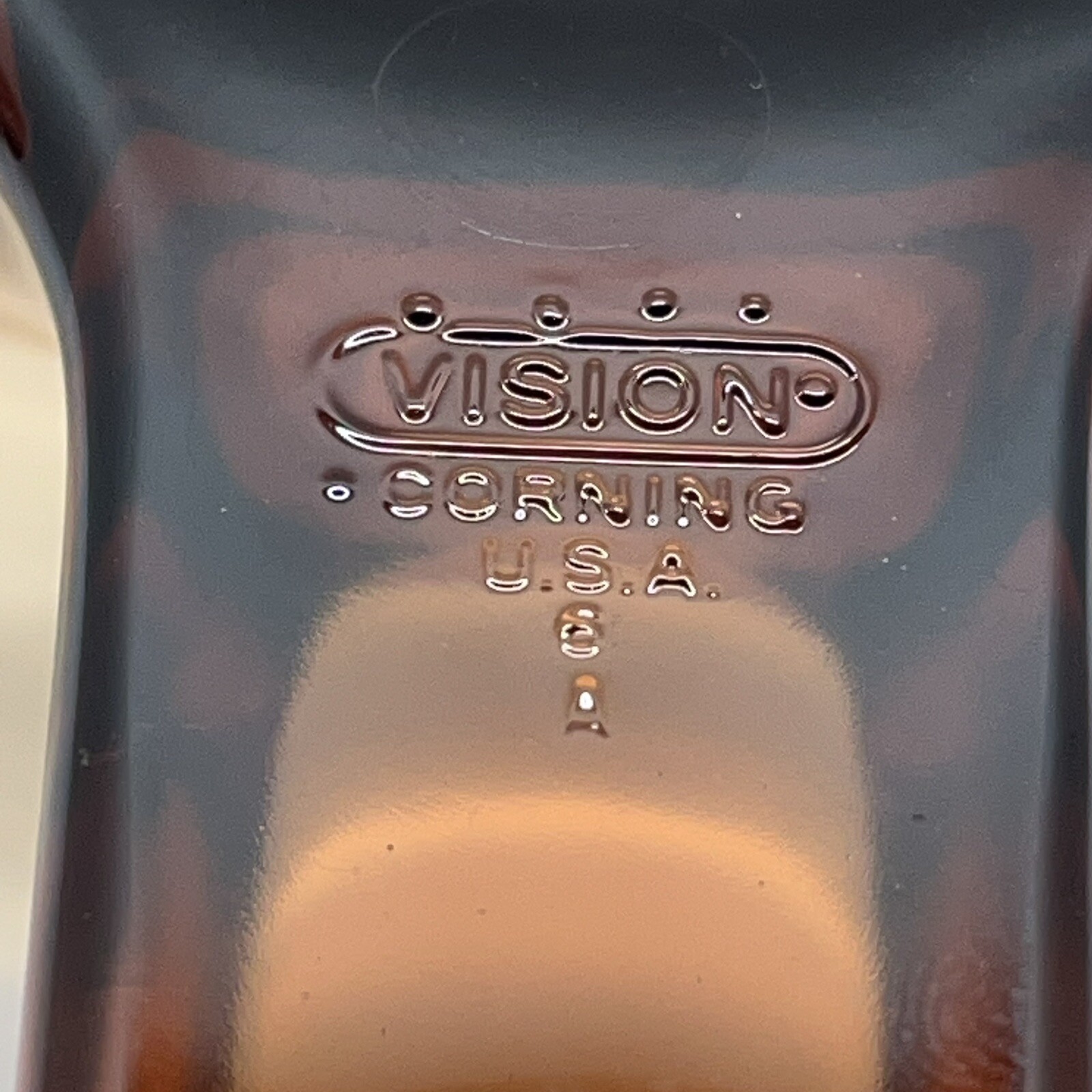Corning Ware Visions Amber Pyrex 7″ Waffle Bottom Fry Pan Made in USA Vintage