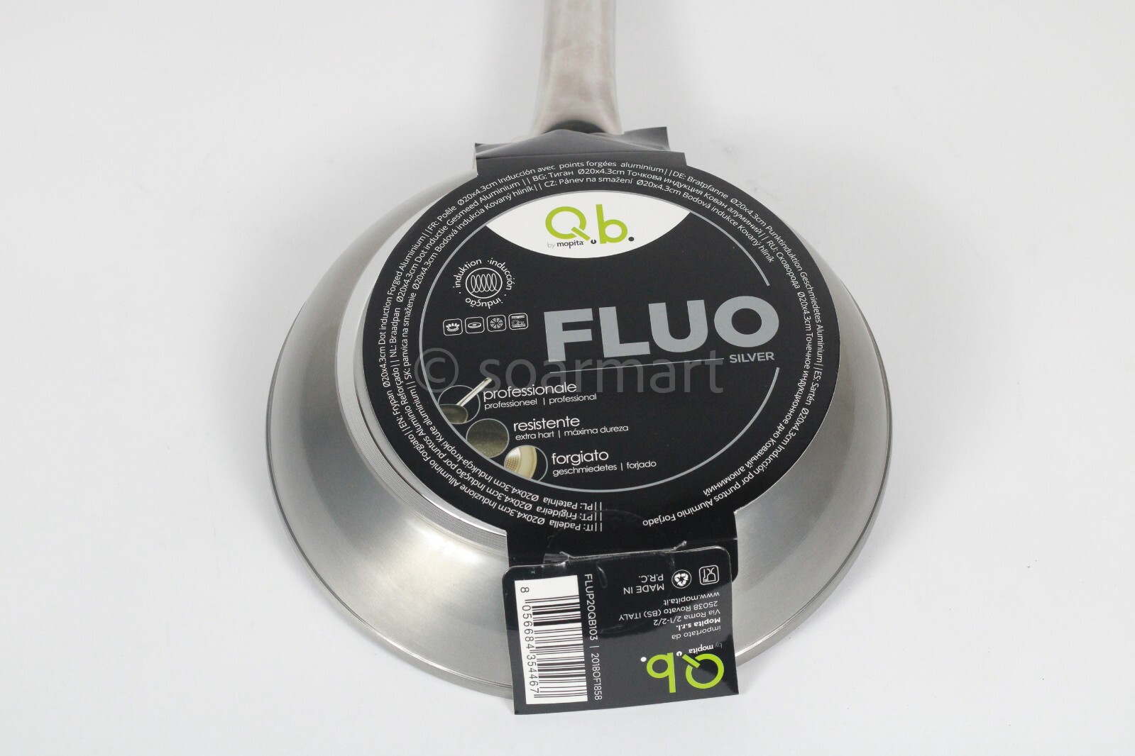 Q.b by Mopita Fluo Frying Pan Nonstick Skillet 8″ Inch Black / Silver New