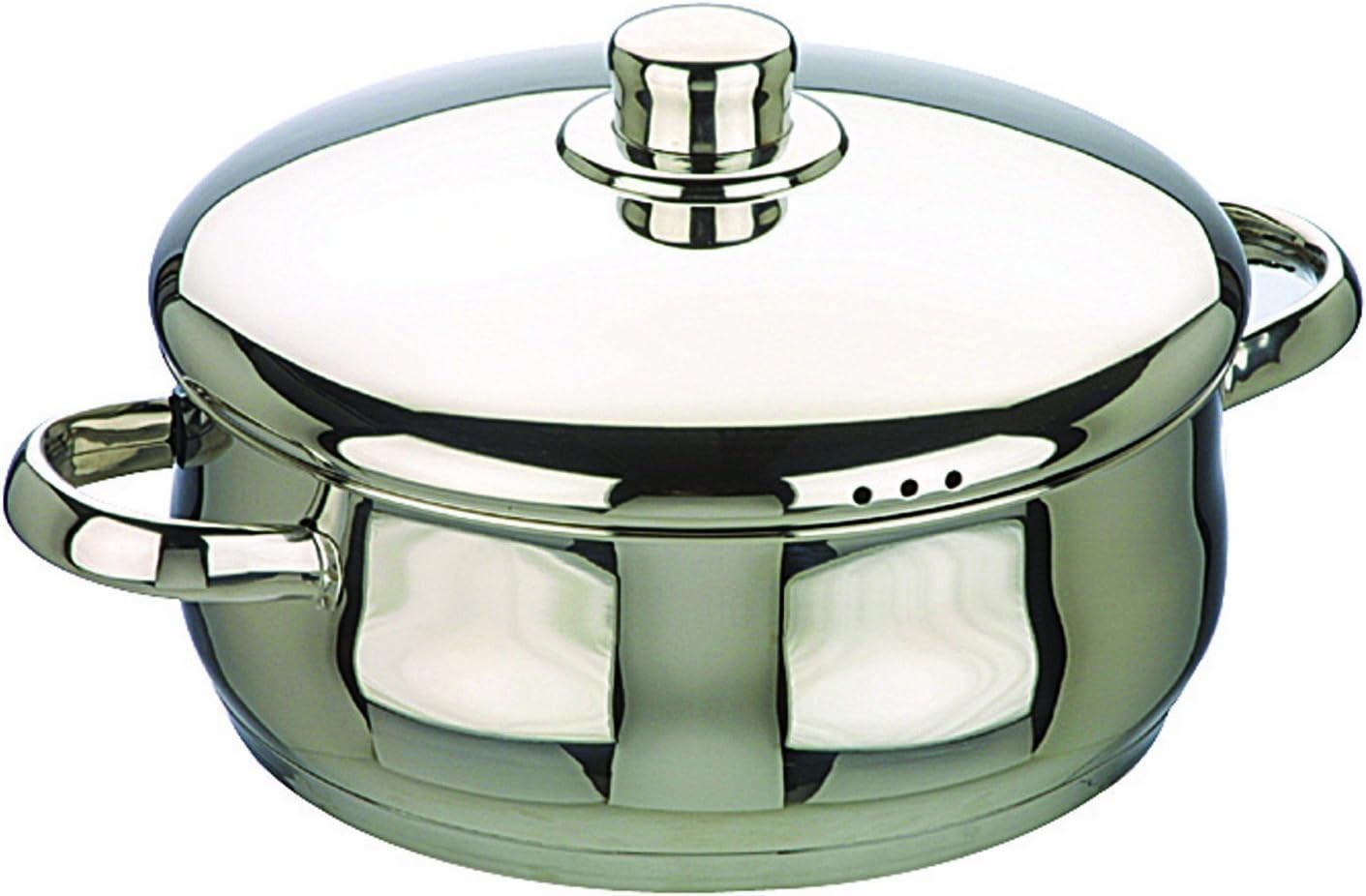 IBILI Oslo Belly Shape Stainless Steel Casserole Pot with Lid, 24cm w/ Lid