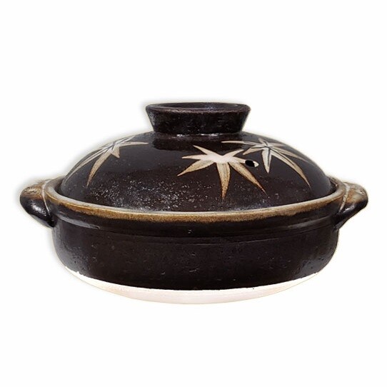 Japanese 7.25″D Earthenware Donabe Casserole Pot & Lid Momiji Maple JAPAN MADE