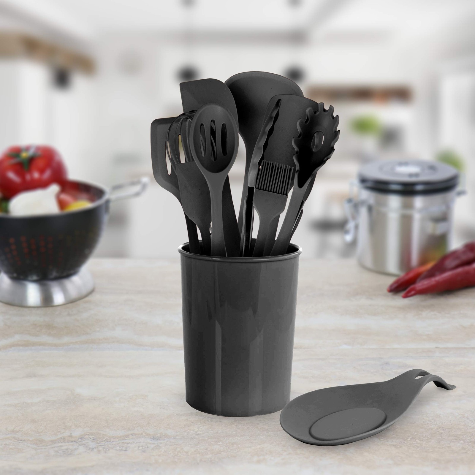 Megachef Tool Cookware Utensil Set, 12 Piece, Black 12