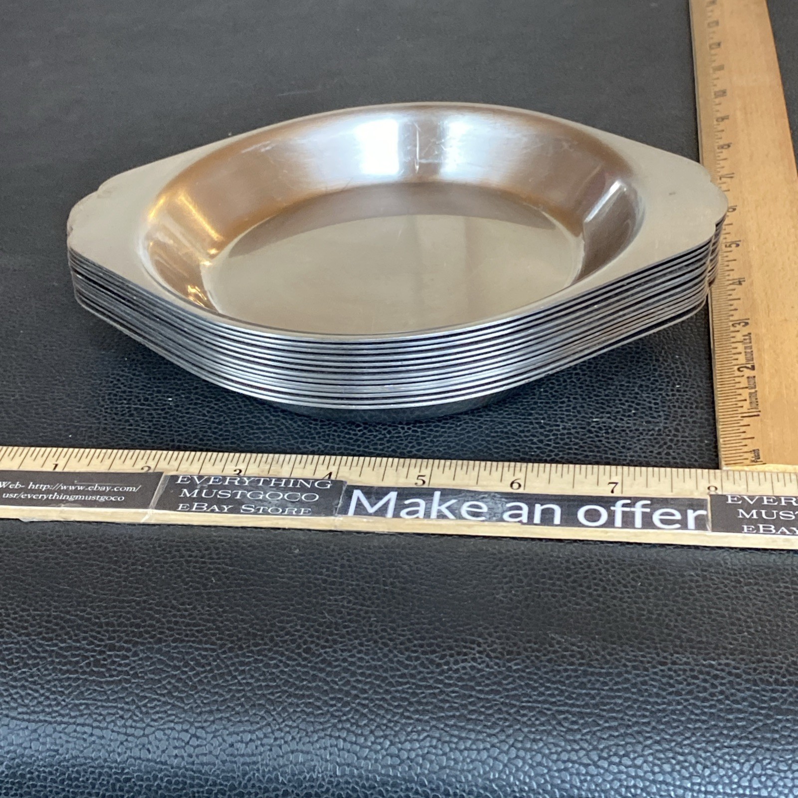 13 Vollrath 18-8 Stainless Japan 8”x6” Handled Pie Round Bowl Au Gratins 47410