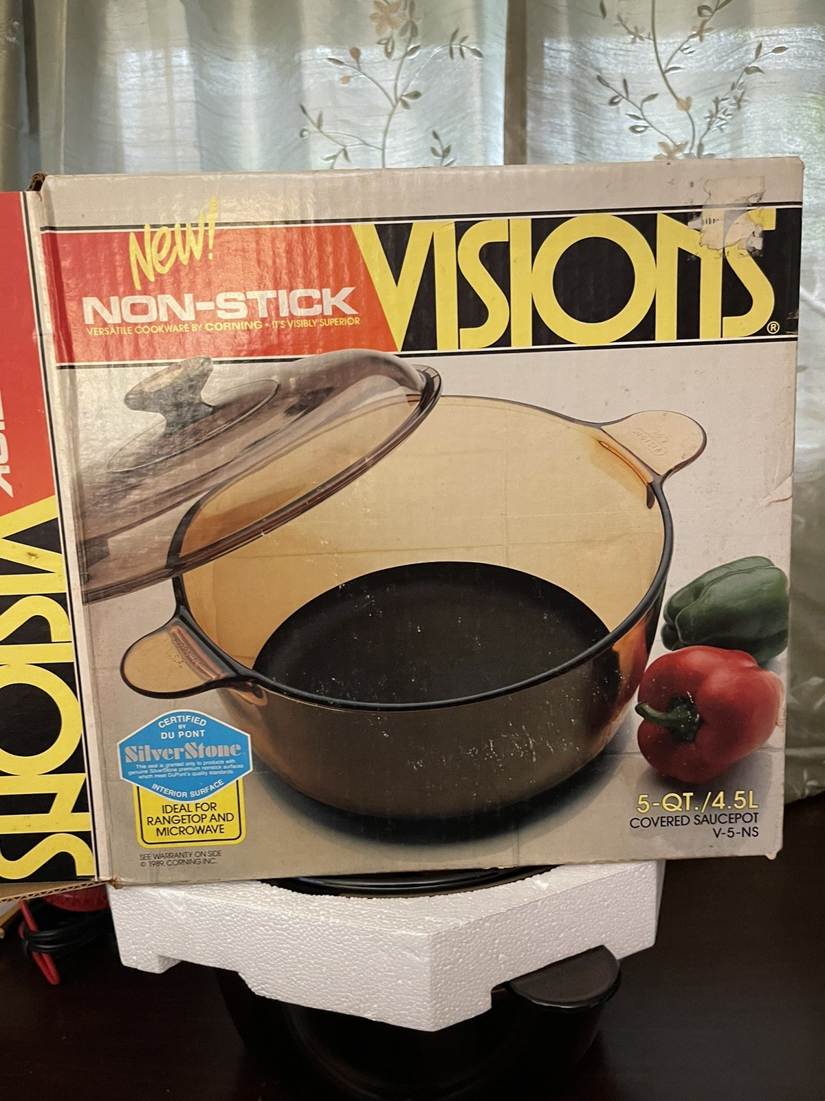 New NOS Corning Visions V-5-N Covered Saucepan # V-1 Amber 5-Quart Collectible