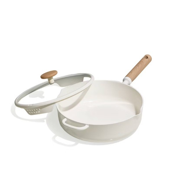 5qt Ceramic Nonstick Saute Pan with Lid Cream
