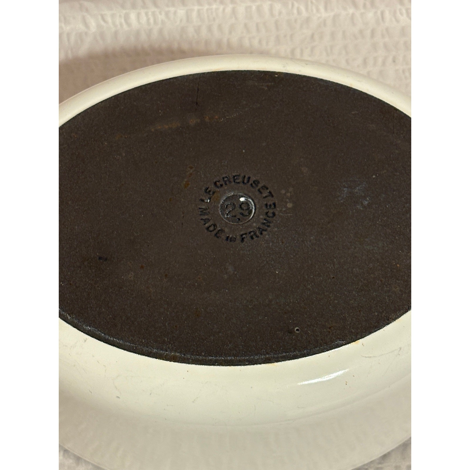 Le Creuset 29 Oval Dutch Oven White Enameled Cast Iron Made in France 6.75qt EUC