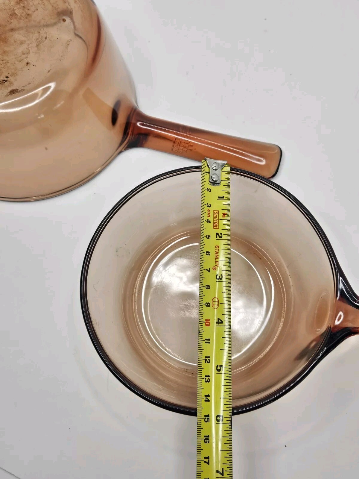 Set of 2 Corning Visions Cookware Amber .5 L & 1 L Sauce Pans USA