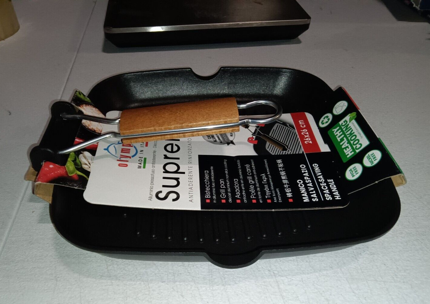 Olympia Grill Pan Die-cast Aluminum Non-Stick Reinforced with Titanium, Folding