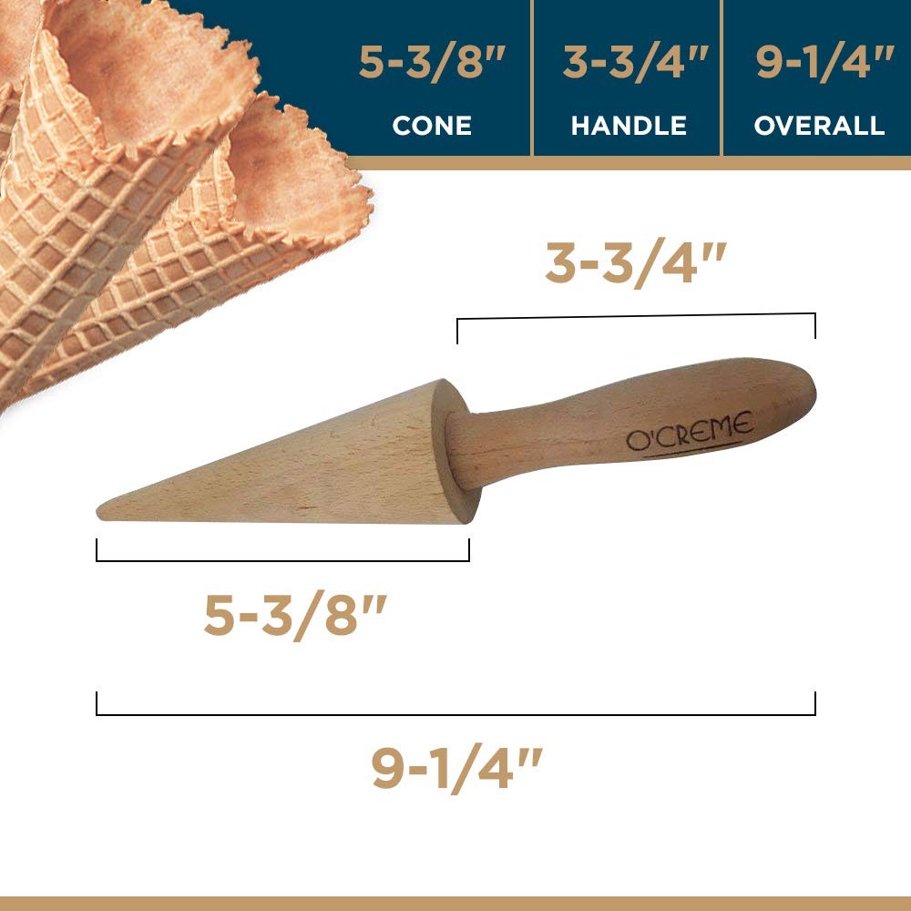 Pizzelle Roller/Krumkake Ice Cream Cone Mold 9.25 Inch Beechwood