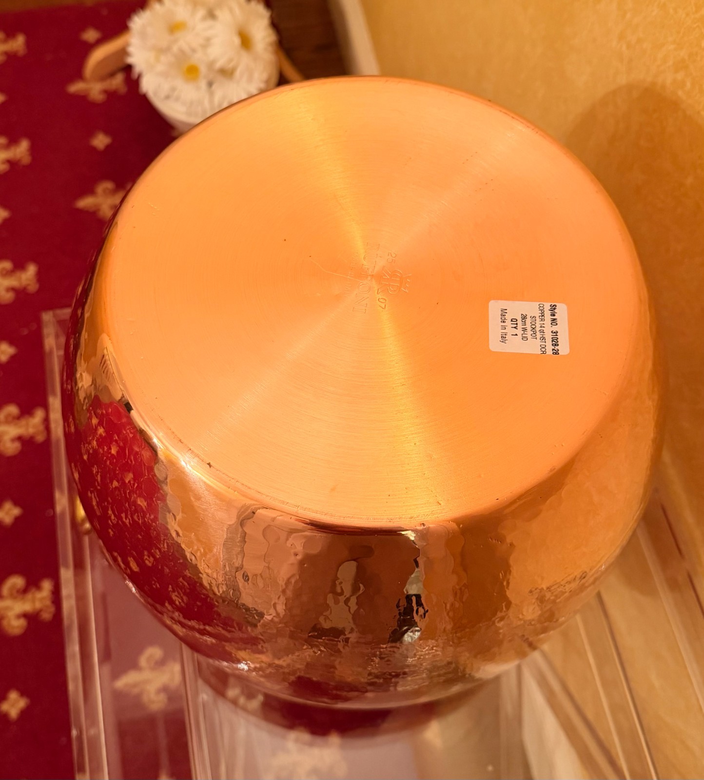 NEW Ruffoni Historia Hammered Copper 14 QT / 28 cm Stockpot Tin Acorn Knob Lid