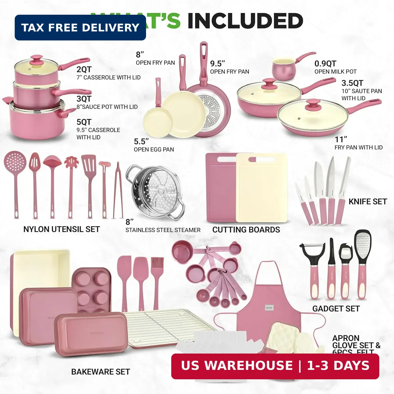 NutriChef 54-Piece Kitchen Cookware Set – Complete Non-Stick Ceramic Pots and Pa