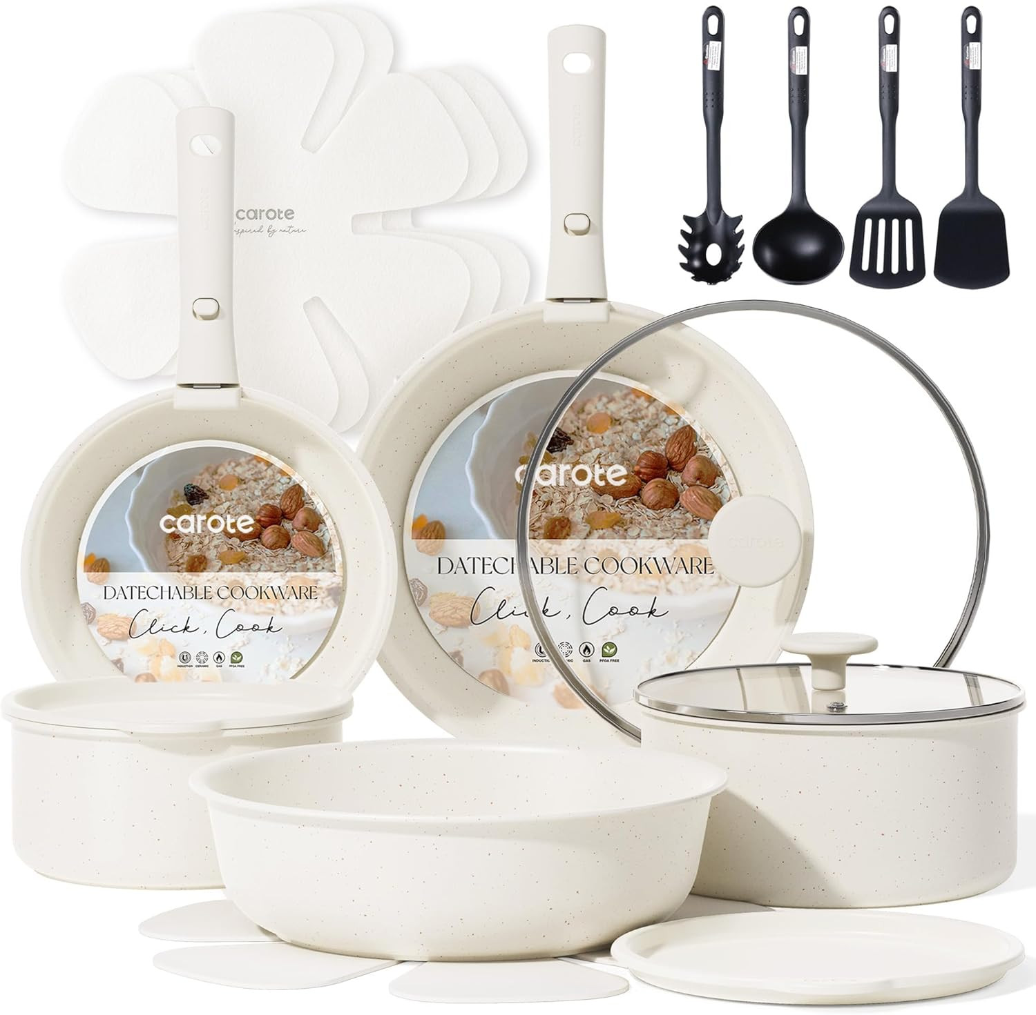 19Pcs Pots and Pans Set Non Stick, Cookware Sets, Kitchen Set, Oven/Fridge Safe,