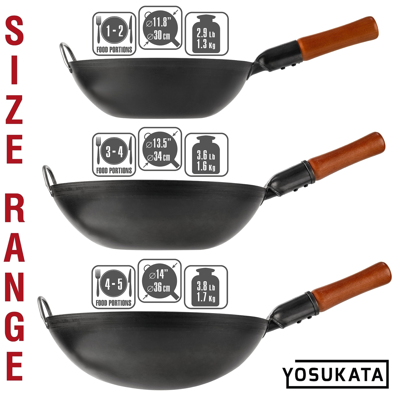 Carbon Steel Wok Pan – 14 in Woks and Stir Fry Pans – Chinese Wok with Round …