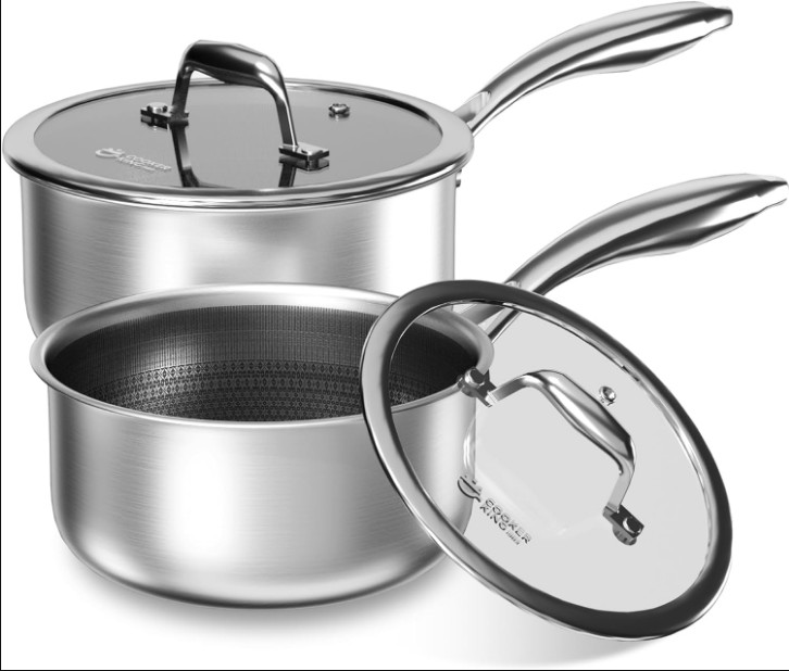 New 2Pc Saucepan Set 1.5Qt & 2Qt Nonstick Induction Ready