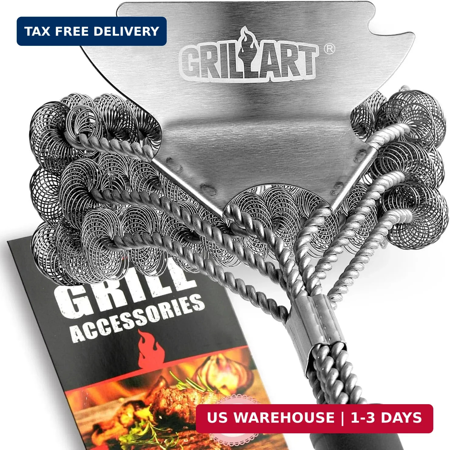 Grill Brush and Scraper Bristle Free – Safe BBQ Brush for Grill – 18” Stainless