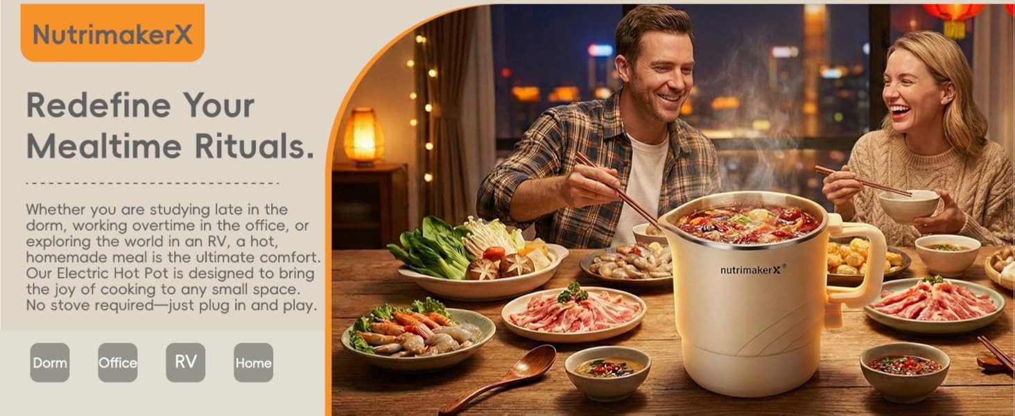 Electric Hot Pot, 0.8L Mini Portable Ramen Cooker for Shabu Shabu, Soup,
