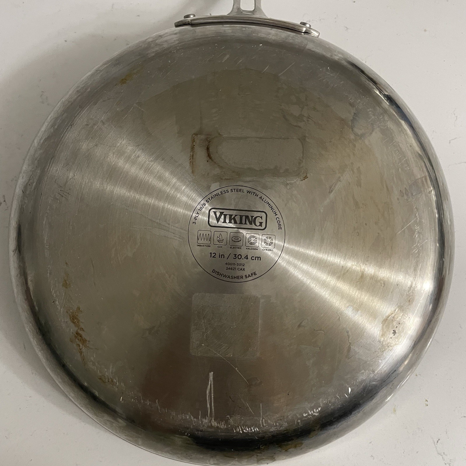 Viking 12” 18/8 Stainless Steel Fry Pan 3- Ply Bonded W/Aluminum Core