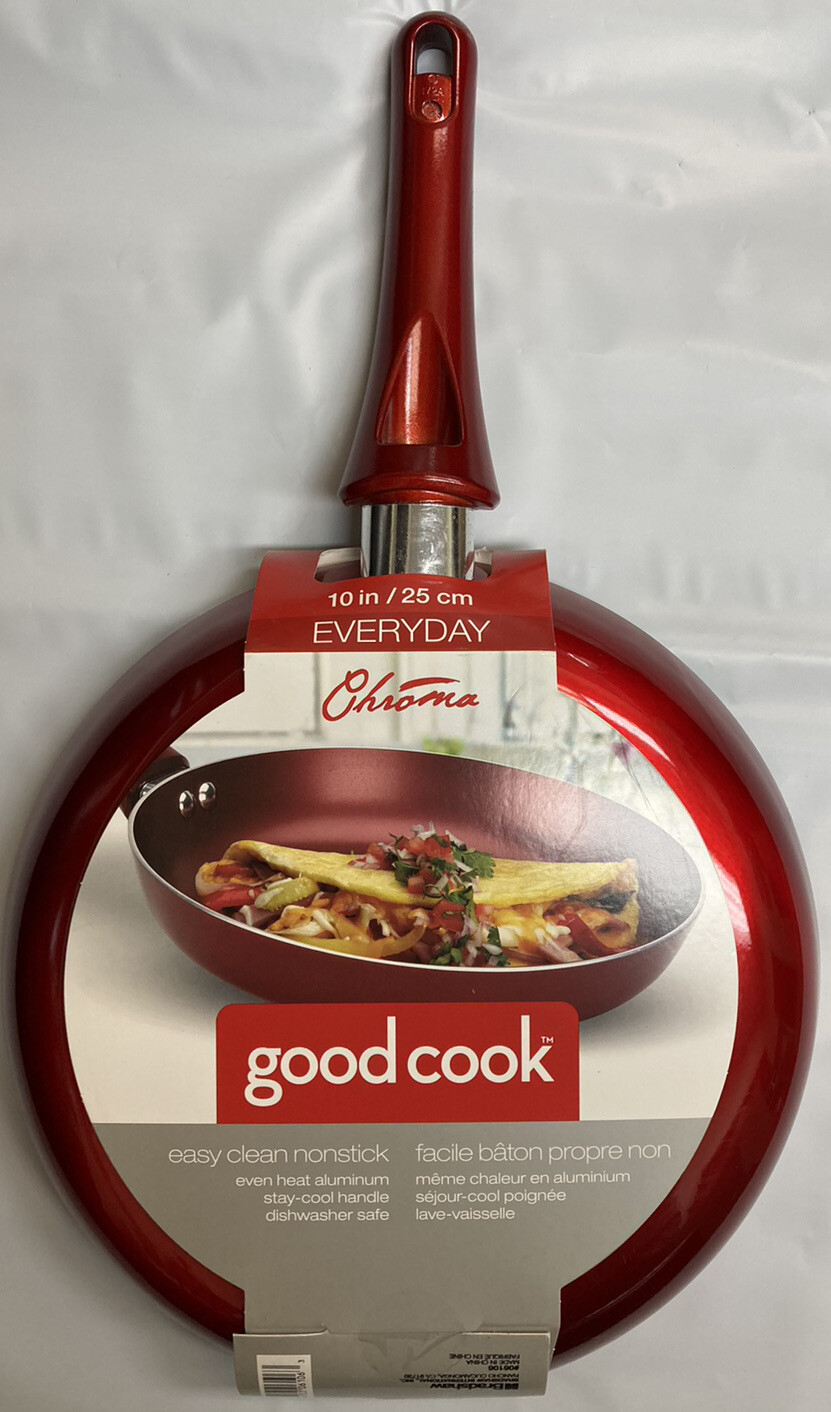 CHROMA Goodcook Red Nonstick Aluminum Dishwasher Safe 10″ Sauté Fry Pan