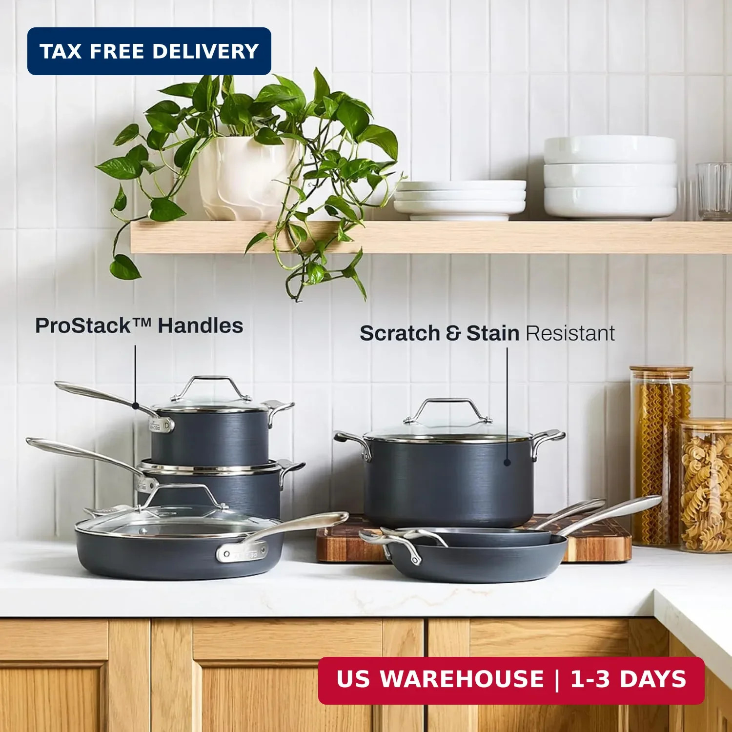 All-Clad HA1® Ceramic Nonstick, 10 Piece Cookware Set – Oven Safe up to 450° & C