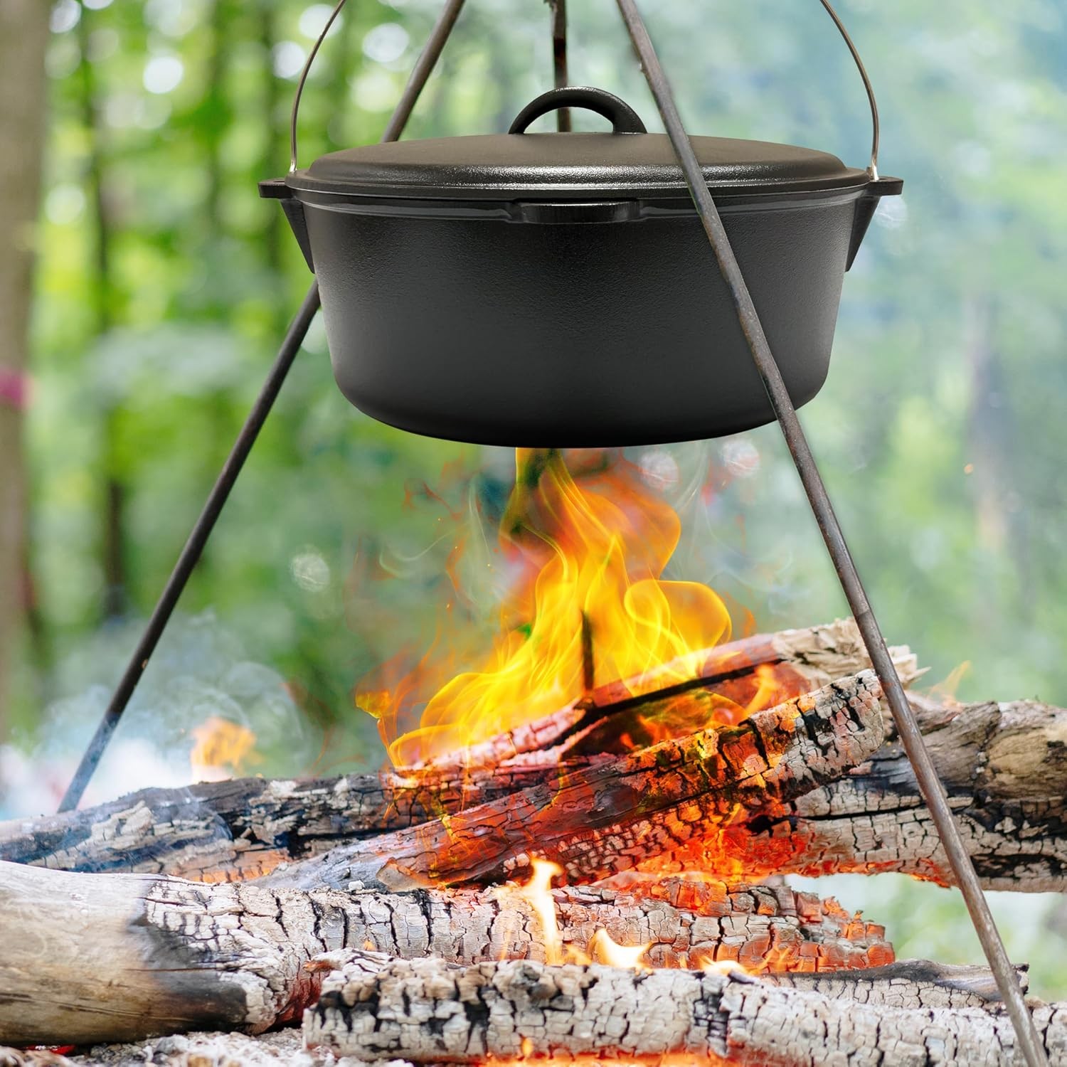 12 Quart Cast Iron Dutch Oven with Dome Lid & Bail Handle