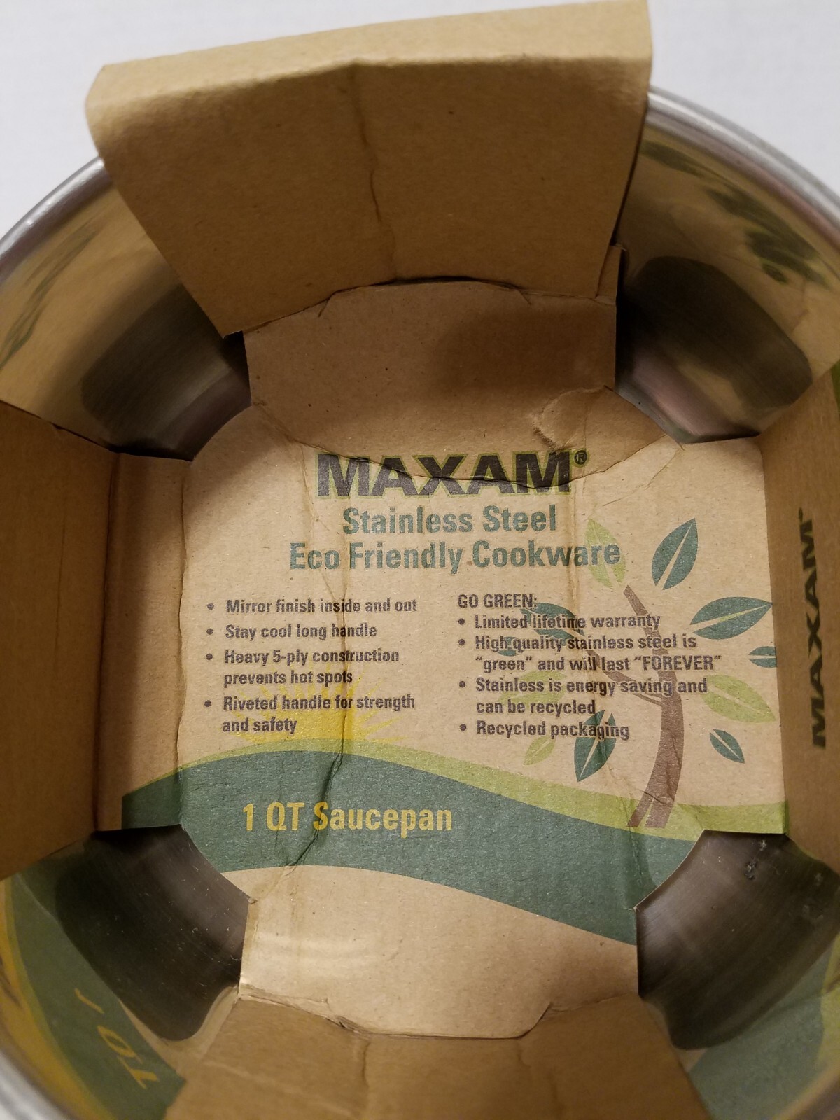 Maxam Stainless Steel 1 Quart Saucepan, Eco Friendly Cookware, Heavy 5-ply Const