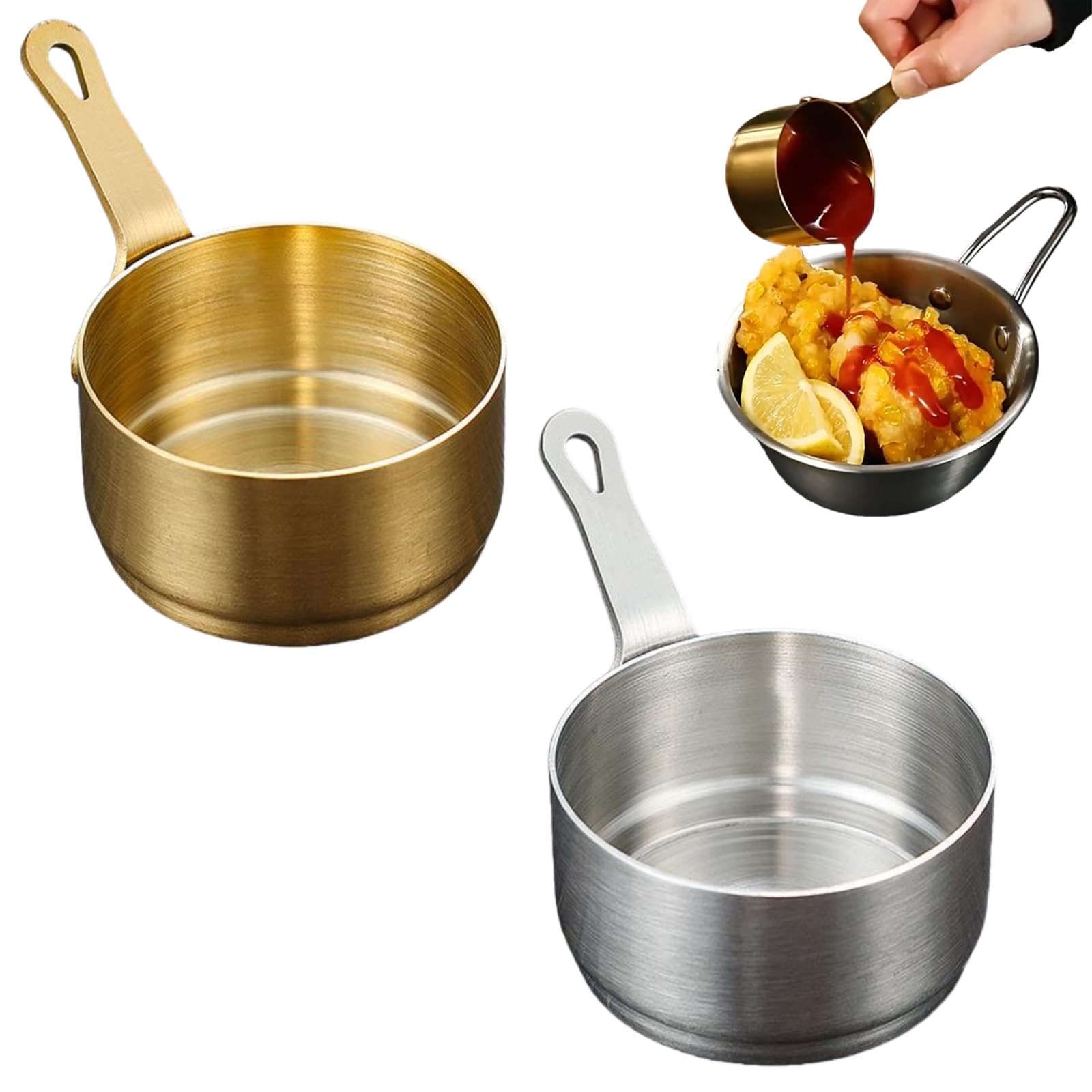 2 PCS 80mL Mini Saucepan Stainless Steel Warming Milk Pot Butter Melting