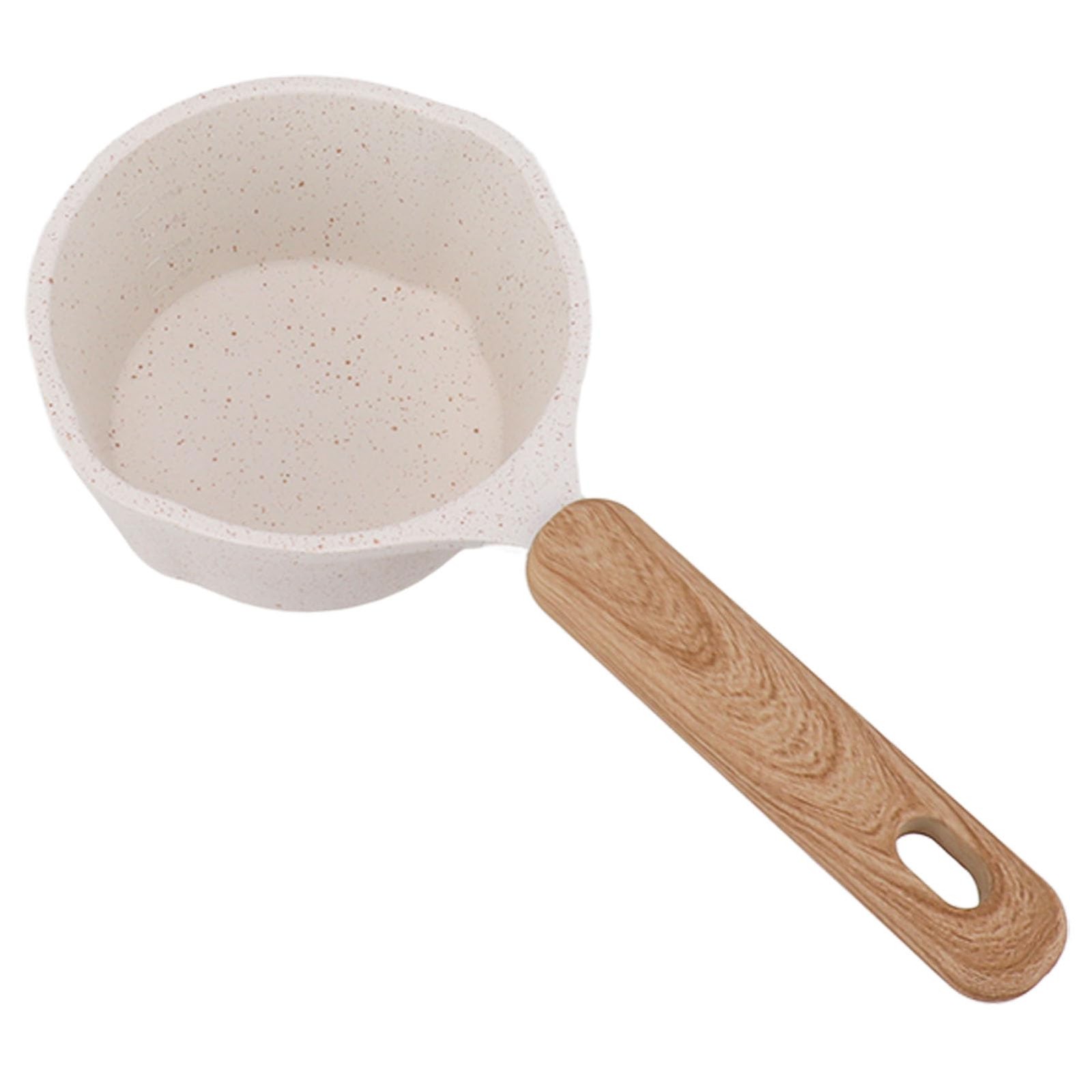 Nonstick Sauce Pan Pour Spout Small Milk Pot White Flat Bottom Home Kitchen