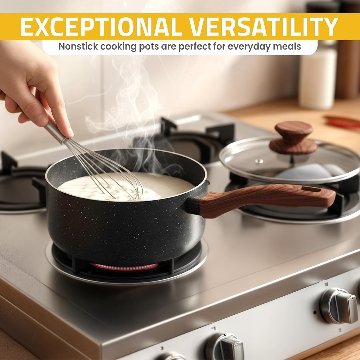 Non-Stick Granite Cookware Set 8 Piece – Induction Frying Pans & Saucepans, PFOA