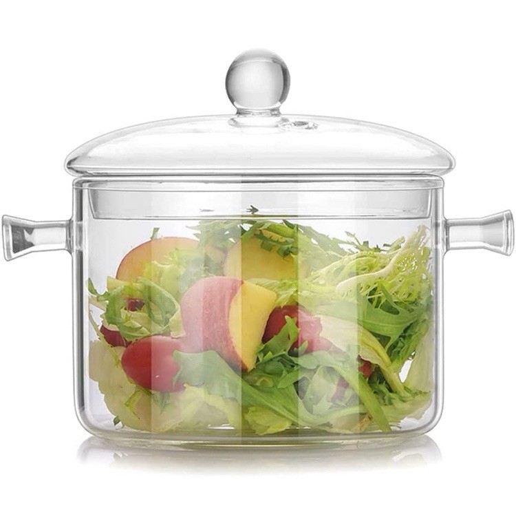 Glass Saucepan with Cover, 1.7L/60OZ Heat-resistant Stovetop