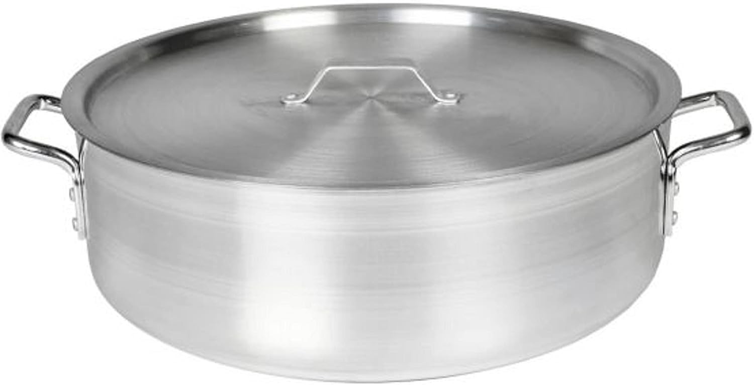 – 35 qt. Aluminum Brazier Pot W/ Cover 6mm Thickness- Heavy Weight Cookware
