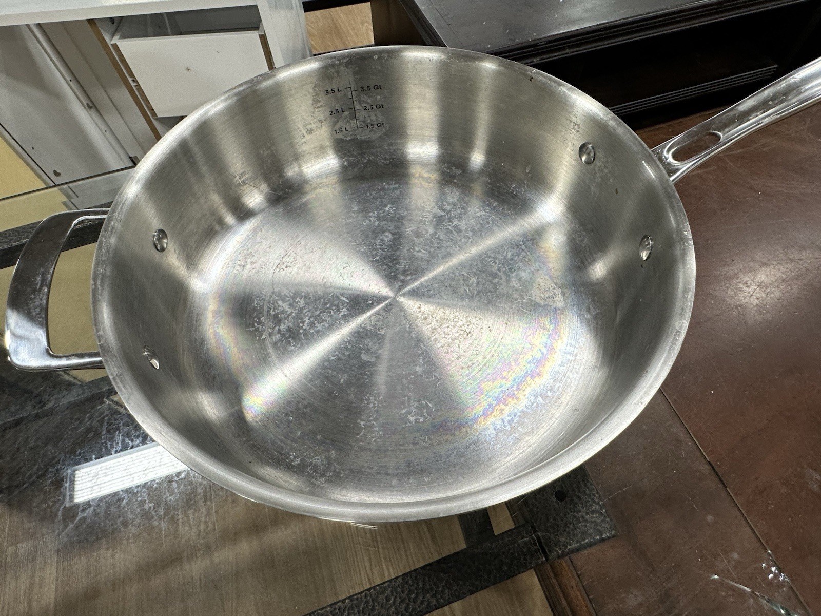 Rare Viking 10″ SS Fry Pan 3- Ply Bonded Induction Capable With Brass Handle