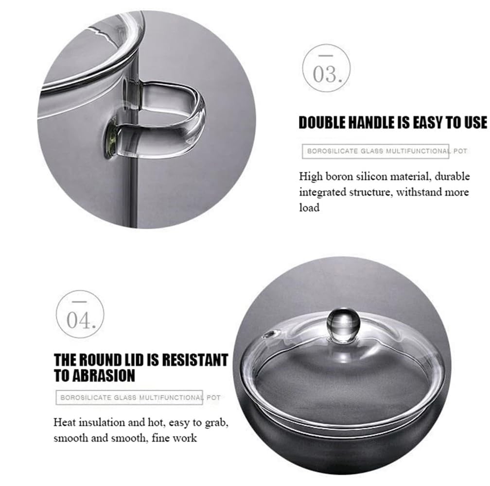 Glass Saucepan with Cover, 1.5L/50 OZ Heat-resistant Glass Cooking Pots, Glas…
