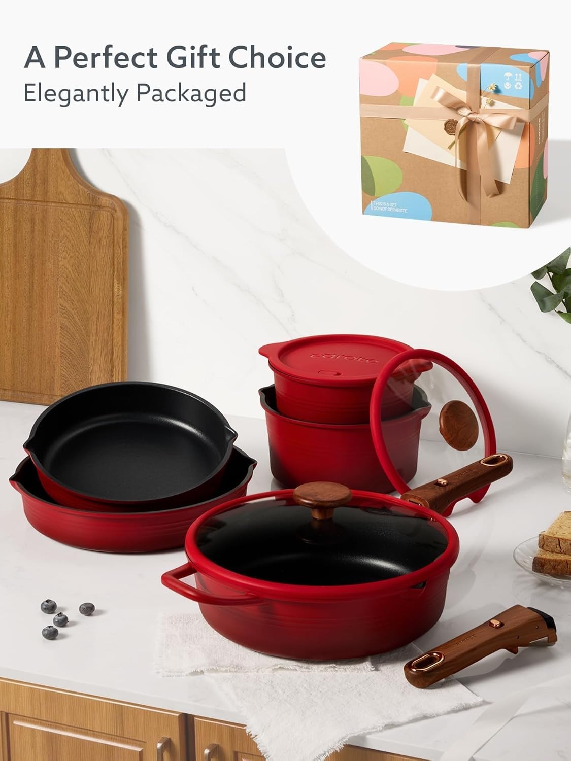 Versatile 20-Piece Non-Toxic Cookware with Detachable Handle for Easy Storage