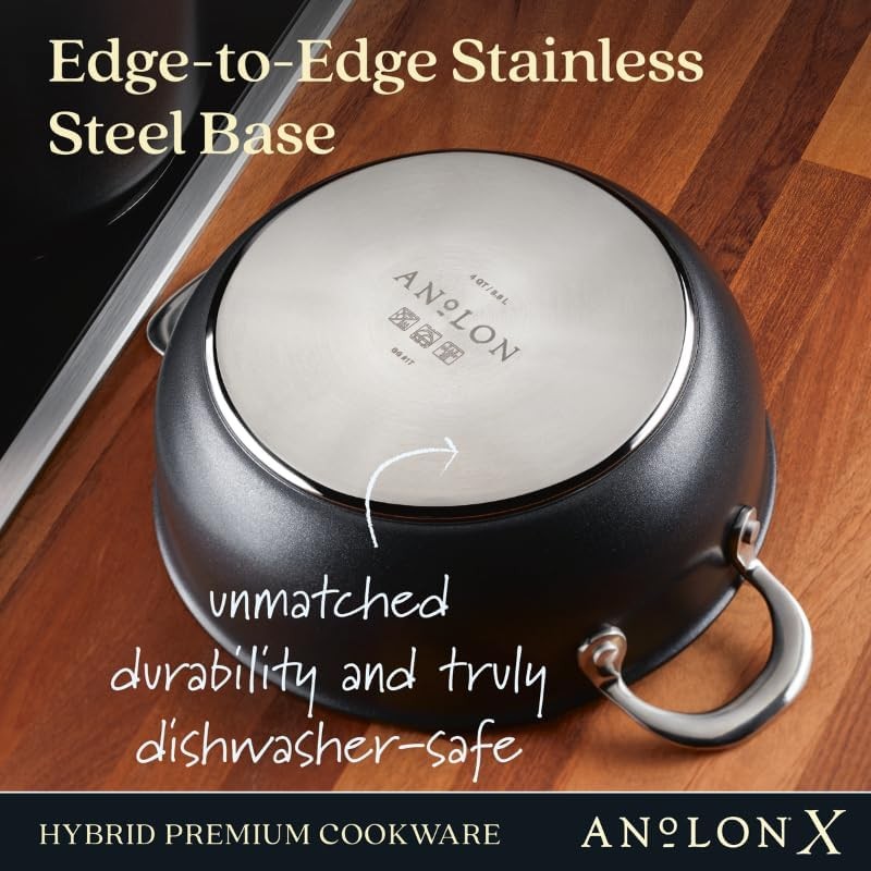 X Hybrid Nonstick Casserole Pan with Lid, Dark Gray