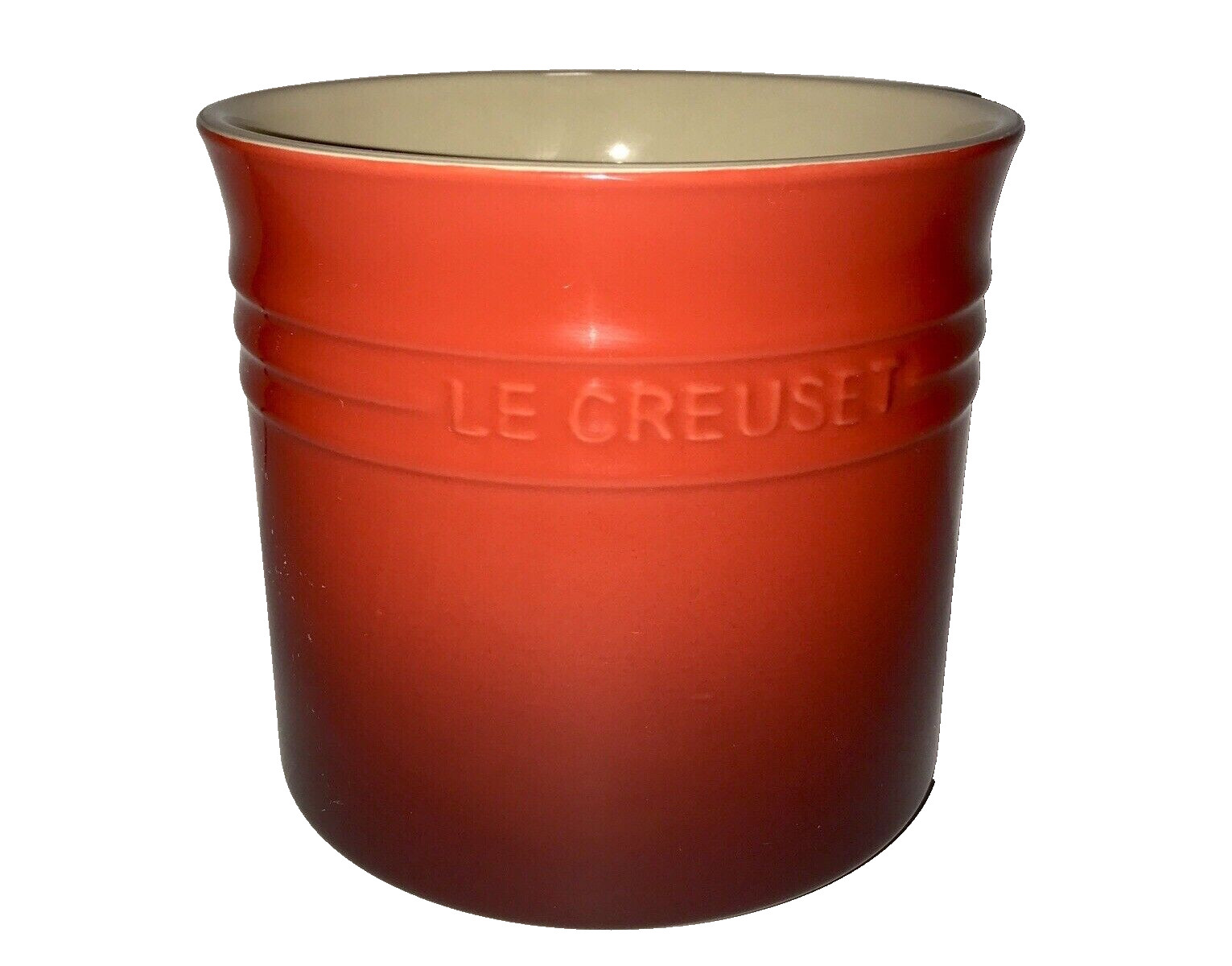 Le Creuset Kitchen Utensil Holder Crock 2.3L Cerise Red Stoneware Large 2-3/4 qt